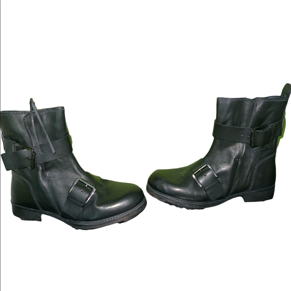 Vintage Foundry Co. size 7  black motorcycle leather boots New Without Tags